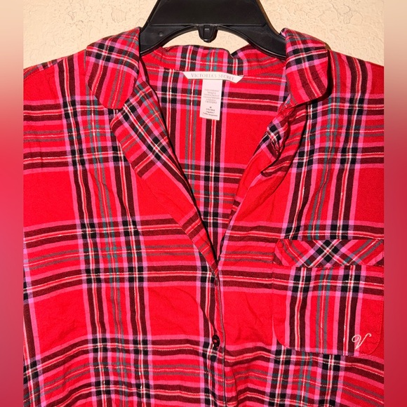 Victoria's Secret Plaid Button Front Shirt With Matching Pants- Size Medium - Picture 3 of 15
